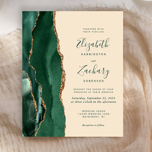 Budget Emerald Grönt Guld Agate Champagne Bröllop (Skapare uppladdad)