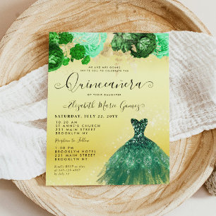 Budget Emerald Grönt Guld Dress Blommigt Quinceane