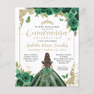 Budget Emerald Grönt Guld Princess Quinceañera