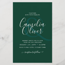 BUDGET Emerald Grönt Monochrome Bröllop Flygblad