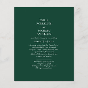 BUDGET Emerald Grönt Monochrome Bröllop Flygblad