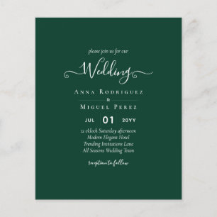 BUDGET Emerald Grönt Monochrome Bröllop Flygblad