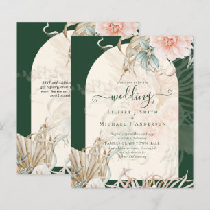 BUDGET Emerald Grönt Pampas Grass Peach Bröllop