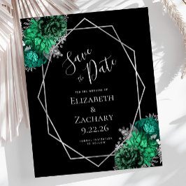 Budget Emerald Grönt Silver Blommigt Black Bröllop