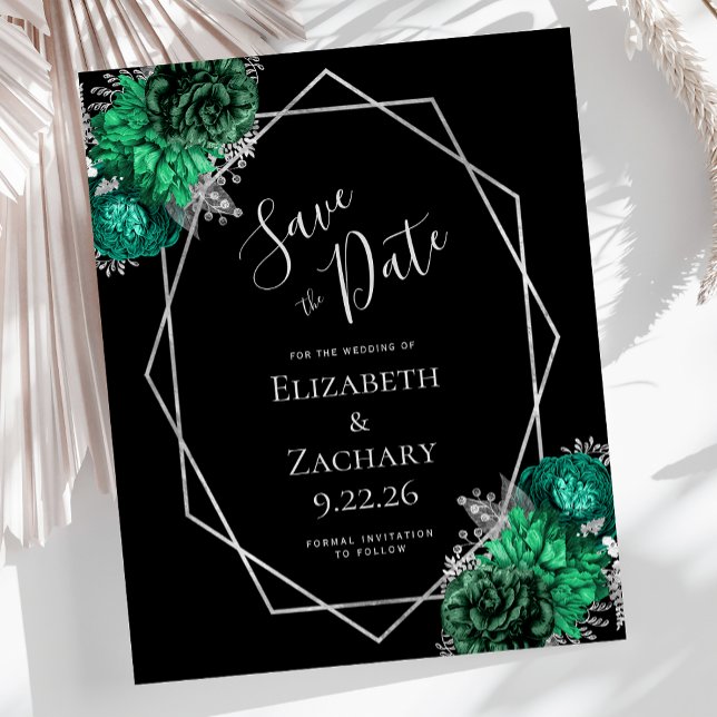 Budget Emerald Grönt Silver Blommigt Black Bröllop (Skapare uppladdad)