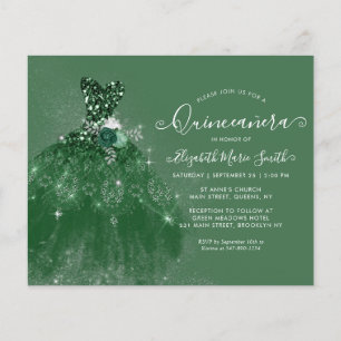 Budget Emerald Grönt Silver Glitter Quinceanera