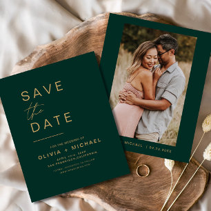Budget Emerald Grönt Spara Eleganten Date Photo Flygblad