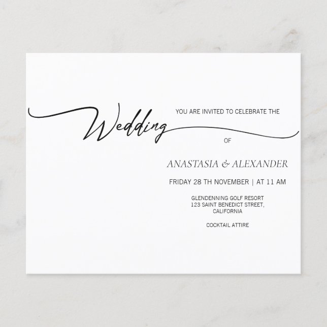 BUDGET - enkel bröllopsinbjudan. Flyer (Framsidan)