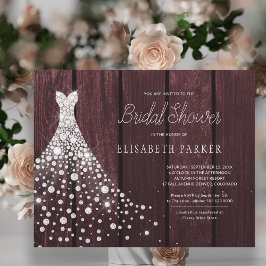 Budget enkel burgunderröd bröllopsdusch-inbjudan