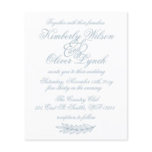 Budget enkel Dusty Blue Wedding-inbjudan