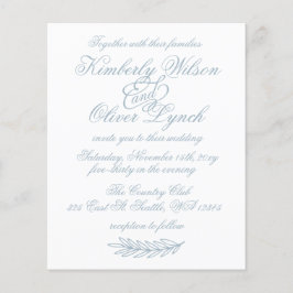 Budget enkel Dusty Blue Wedding-inbjudan