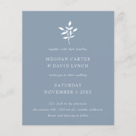 Budget enkel Dusty Blue Wedding-inbjudan