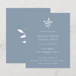 Budget enkel Dusty Blue Wedding-inbjudan