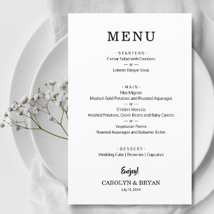 Budget - enkel Elegant bröllop-midmeny