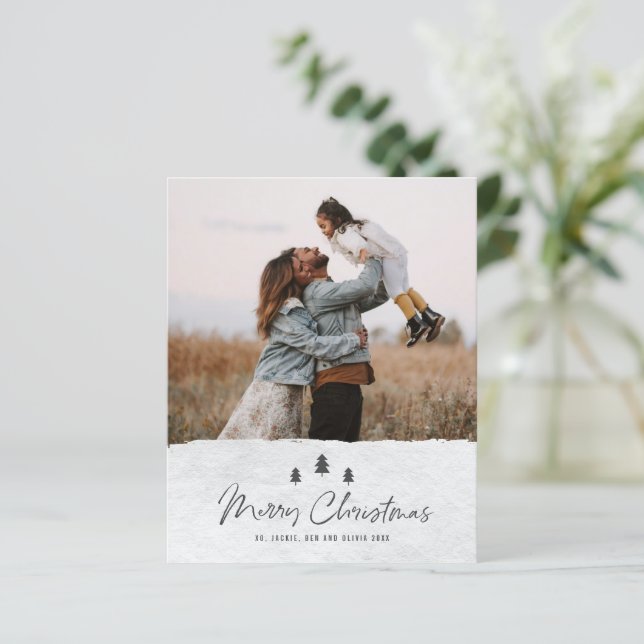 Budget Enkel Glad Jul 2 Foto Julkort (Stående Fram)