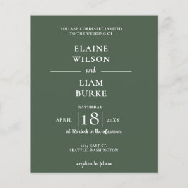 Budget Enkel Grönt Modern bröllopsinbjudan