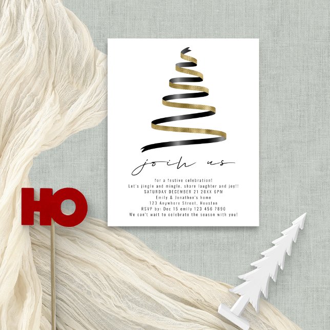 Budget Enkel Guld Black Träd jul Party (Budget price smaller 4.5 x 5.6" alternative)