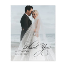 Budget Enkel Handskriven Foto Bröllop Tack