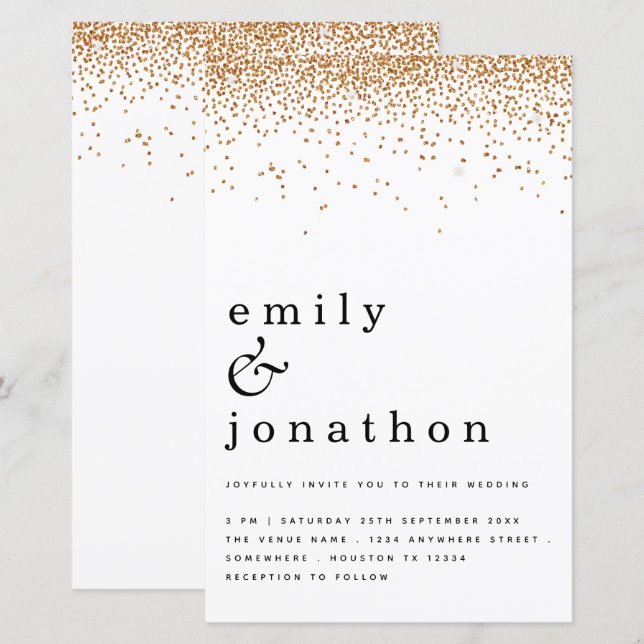 Budget - enkel inbjudan till bröllopsinbjudan i Gu (Fram/baksida)