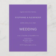 Budget - enkel inbjudan till Lila bröllop