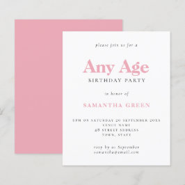 Budget Enkel inbjudan till Rosa Ålder födelsedag