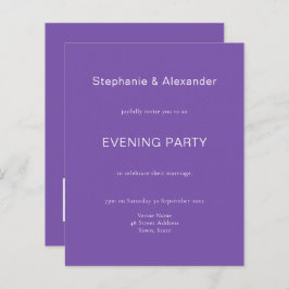 Budget Enkel Lila QR Bröllopsfest Inbjudan