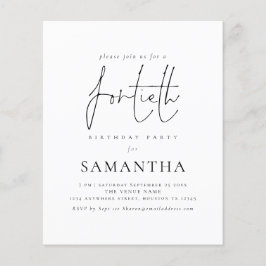 Budget Enkel Manus 40-års Födelsesfest Inbjudan