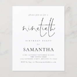 Budget Enkel Manus 90-årsfirande Inbjudan