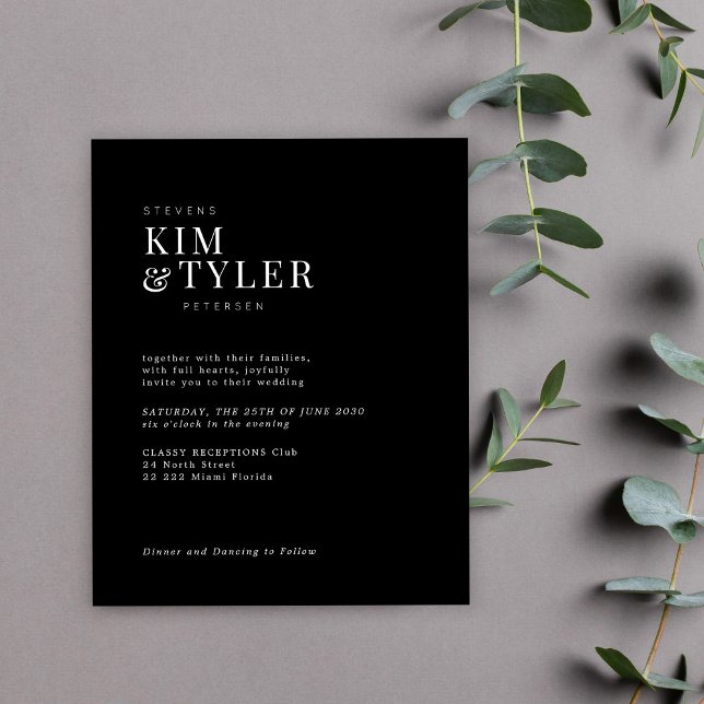 Budget - enkel, modern typografisk bröllopsinbjuda (Skapare uppladdad)