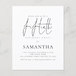 Budget Enkel Skript 50-års Födelsedagsfest Inbjuda