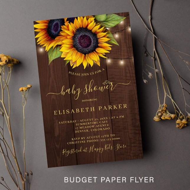 Budget enkel solros baby shower inbjudan flygblad (Skapare uppladdad)