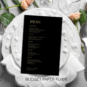 Budget - enkel svart meny och guld bröllop