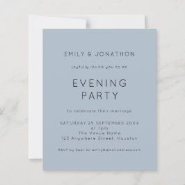 Budget Enkelt blått Bröllop i kväll Party Inbjudan