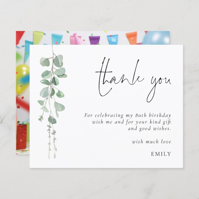 Budget Eucalyptus 80-årsdag Foto Tack (Fram/baksida)