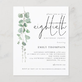 Budget Eucalyptus 80:e födelsedagsinbjudan