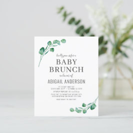 Budget Eucalyptus Baby Brunch Greenery-inbjudan