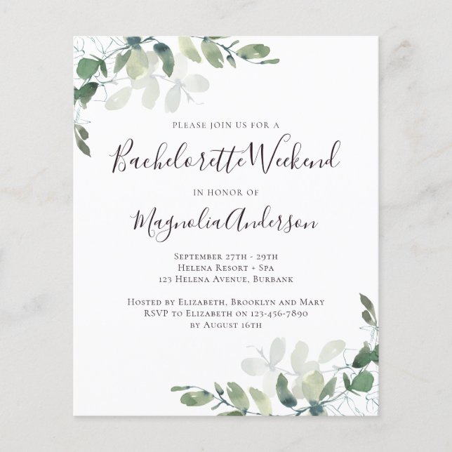 Budget Eucalyptus Bachelorette-partiets inbjudan (Framsida)