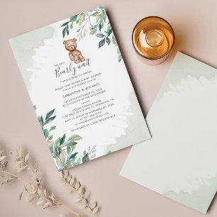 Budget Eucalyptus Bear Par Baby Shower Inbjudan