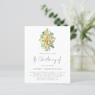 Budget Eucalyptus Blommigt Kor Christening Inbjuda
