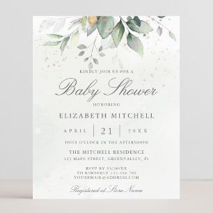 Budget Eucalyptus Botanisk Baby Shower Inbjudan