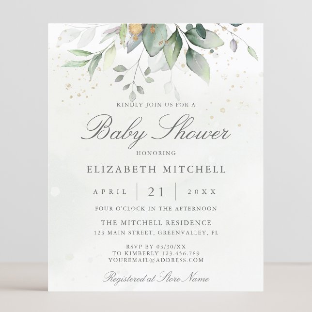 Budget Eucalyptus Botanisk Baby Shower Inbjudan (Skapare uppladdad)