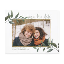 Budget Eucalyptus Bröllop spara datum Photo