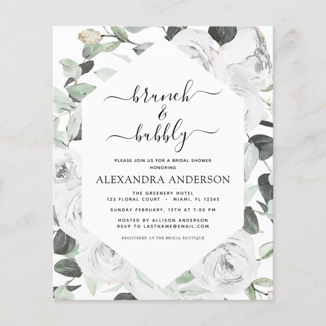 Budget Eucalyptus Brunch & Bubly Möhippa Flygblad (Framsidan)