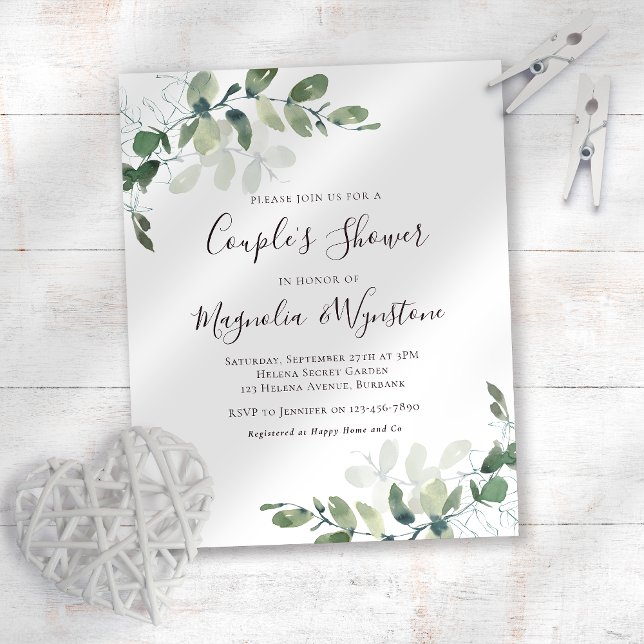 Budget Eucalyptus Couple-inbjudan till Shower (Skapare uppladdad)