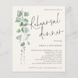 Budget Eucalyptus Cream Rehearsal Dinner Inbjudan