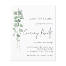 Budget Eucalyptus Evening Party bröllopsinbjudan