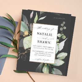 Budget Eucalyptus Glow Guld Greenery Bröllop Grått