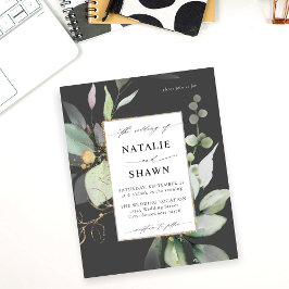 Budget Eucalyptus Glow Guld Greenery Bröllop Grått Flygblad