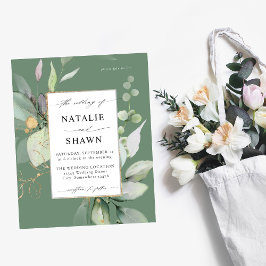 Budget Eucalyptus Glow Guld Greenery Bröllop Olive Flygblad