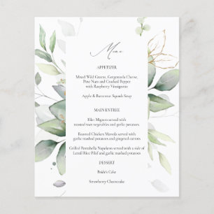 Budget Eucalyptus Glow Guld Greenery Menu 2 Flygblad